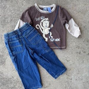 Brown and Blue Little Monkey Y2K Outfit